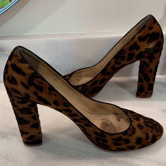 J crew Etta Calf Hair leopard Heels Sz 10 - Picture 3 of 8